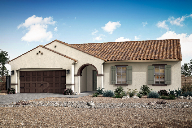 The Coronado plan with desert landscaping and a stucco exterior.