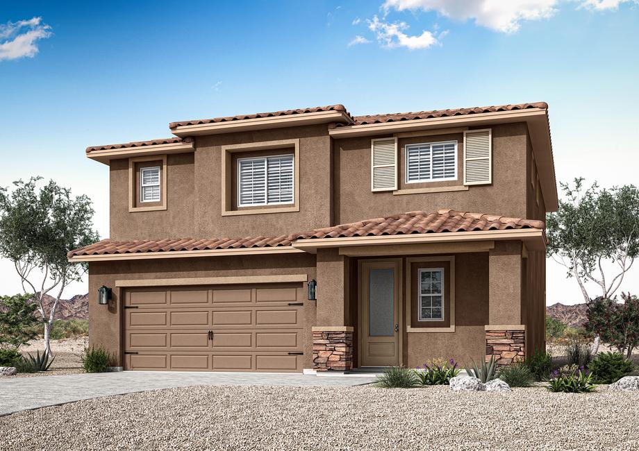 The Redondo is a beautiful two story home with stucco.