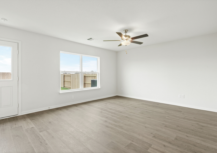 The family room of the Rio Grande has a large window that lets in great, natural light.