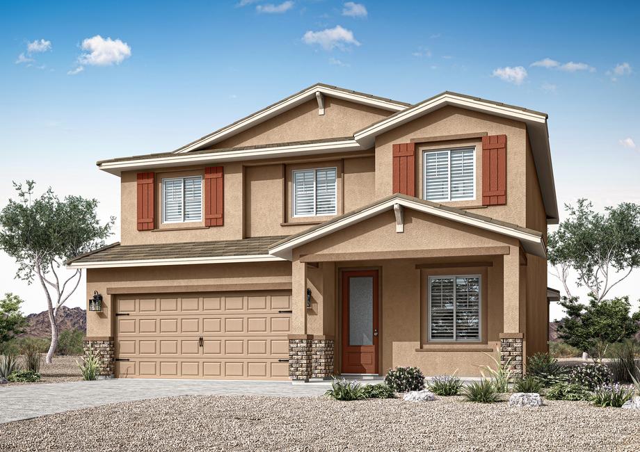 The Victoria is a beautiful two story home with stucco.