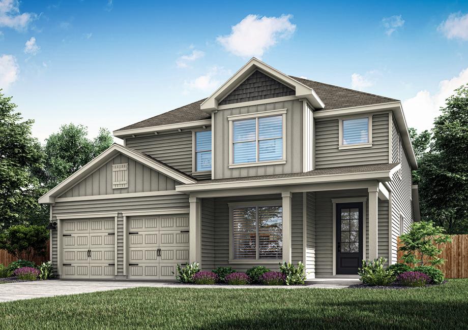 Rendering of the 5-bedroom Yoakum plan with a covered front porch.