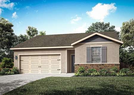 The Baker is a beautiful single story home with stucco.