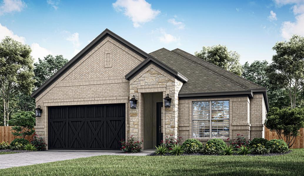 Rendering of the Kendall plan with a two-car garage that adds flair to the exterior appeal.