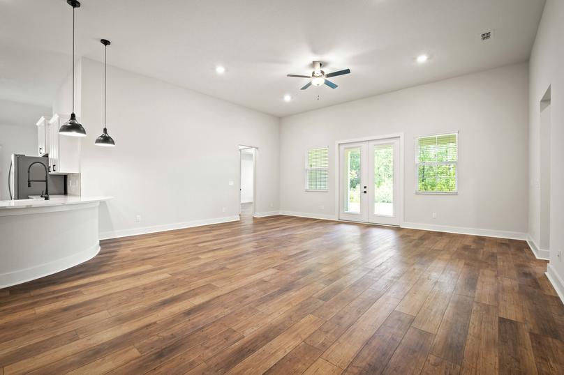 The living room is spacious and welcoming.