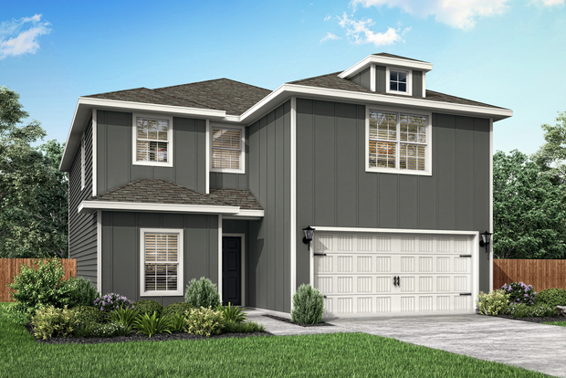 The Driftwood has a beautiful, dark gray siding exterior.