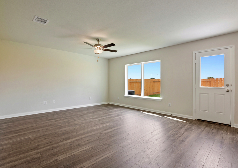 Dining room with a large window