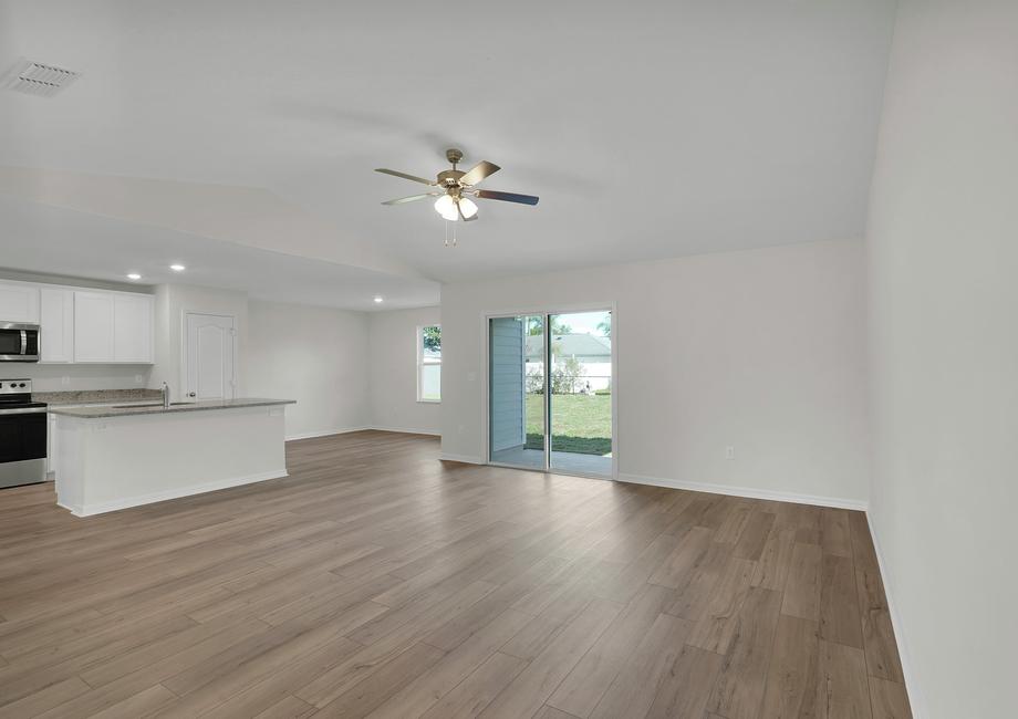 This family room opens to backyard patio.