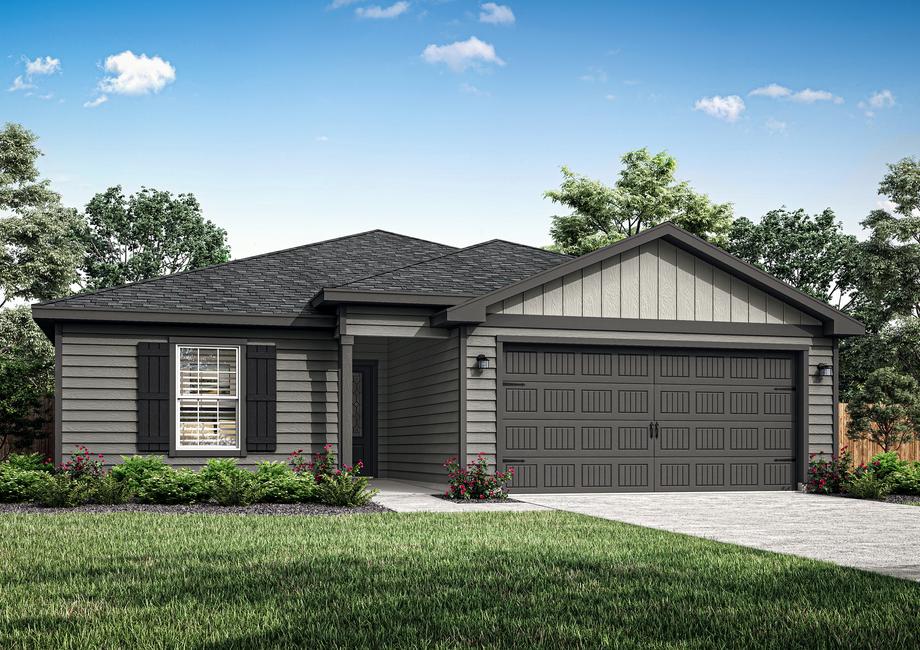 The Conroe floor plan with a two-car garage