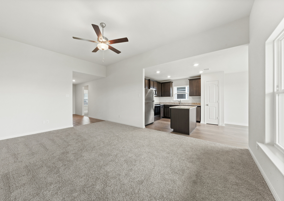 The kitchen of the Blanco sits in between the dining room and family room.