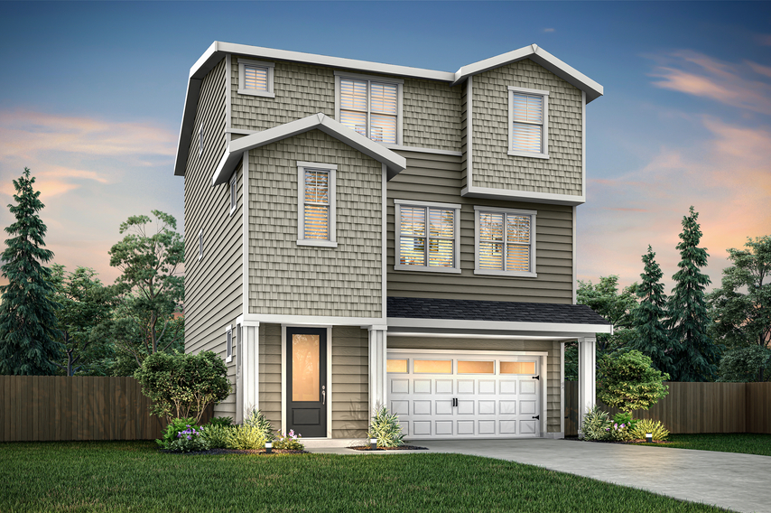 Rendering of the Summerwood A at dusk.