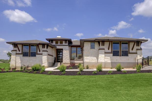 Exterior of the Hampton plan, showcasing package B with stunning finishes and landscaping.
