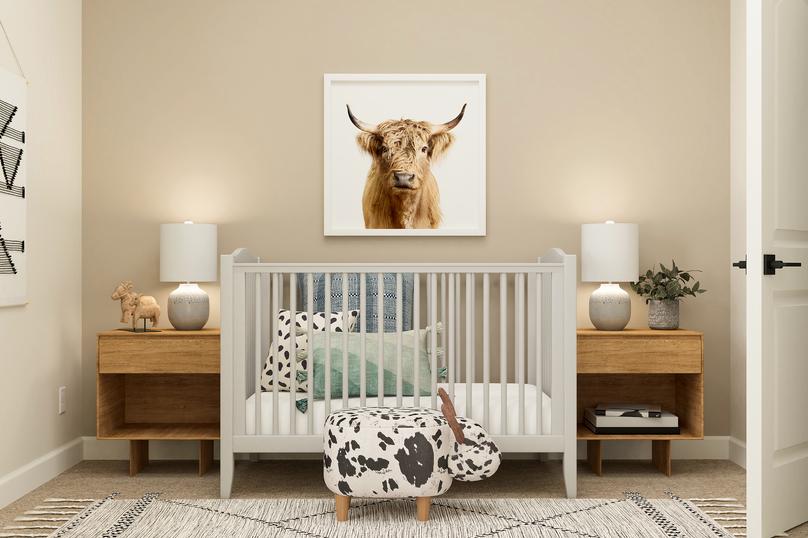 Rendering of a secondary bedroom
  converted into a nursery.Â 