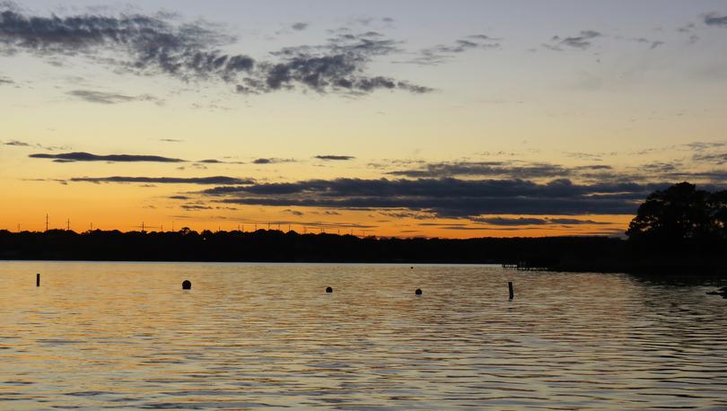 Beautiful lake Granbury during sunset.