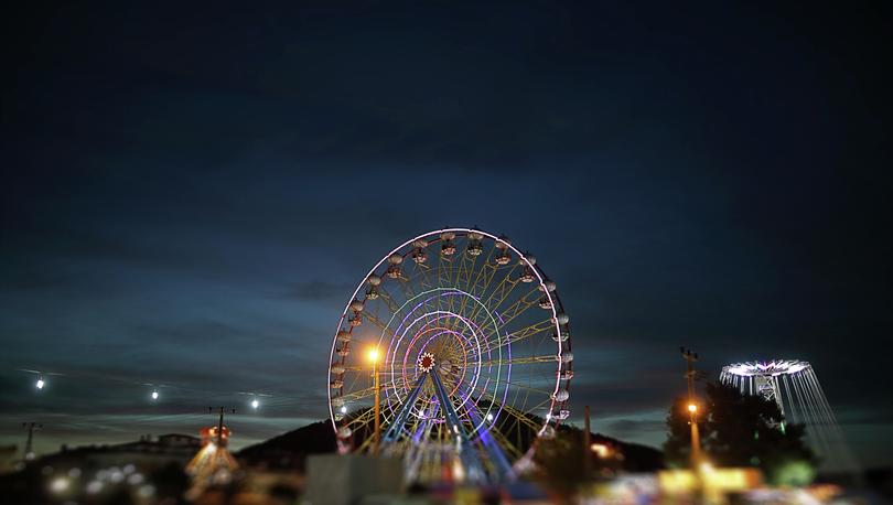 The Coachella ferris wheel at night - known as 