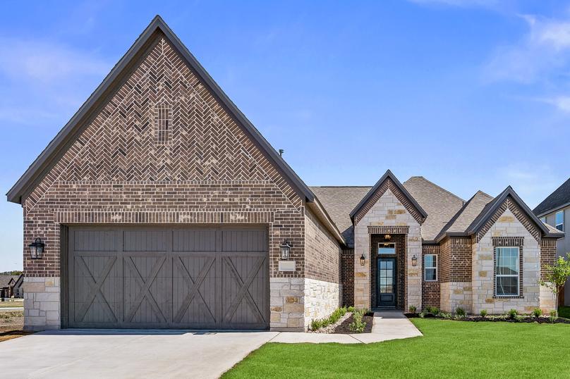 Exterior of the stunning Denham plan with an inviting porch.