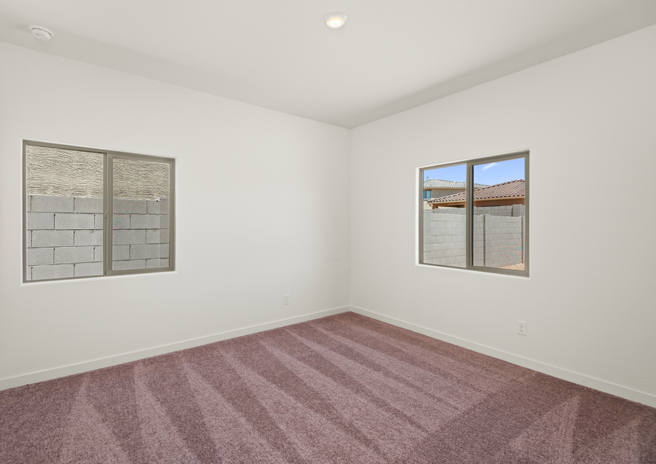 The master bedroom is filled with natural light from two windows.