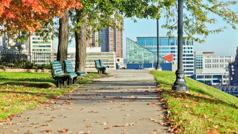 Beautiful park in downtown Baltimore