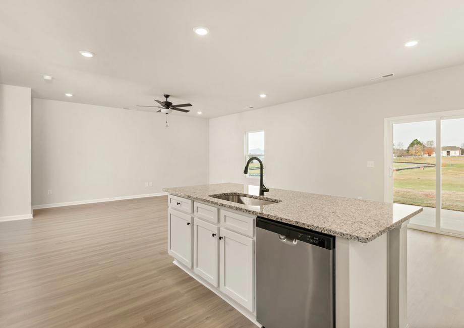 Kitchen overlooks the living area