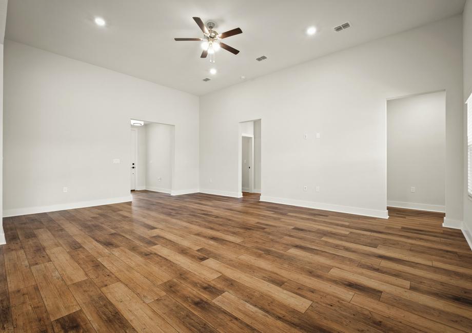 Gorgeous wood floors are located throughout the home.