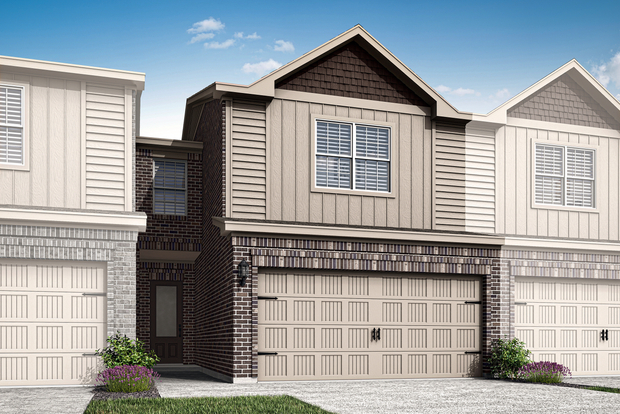 The Addison floor plan is a beautiful, two-story, brick townhome with siding detail.