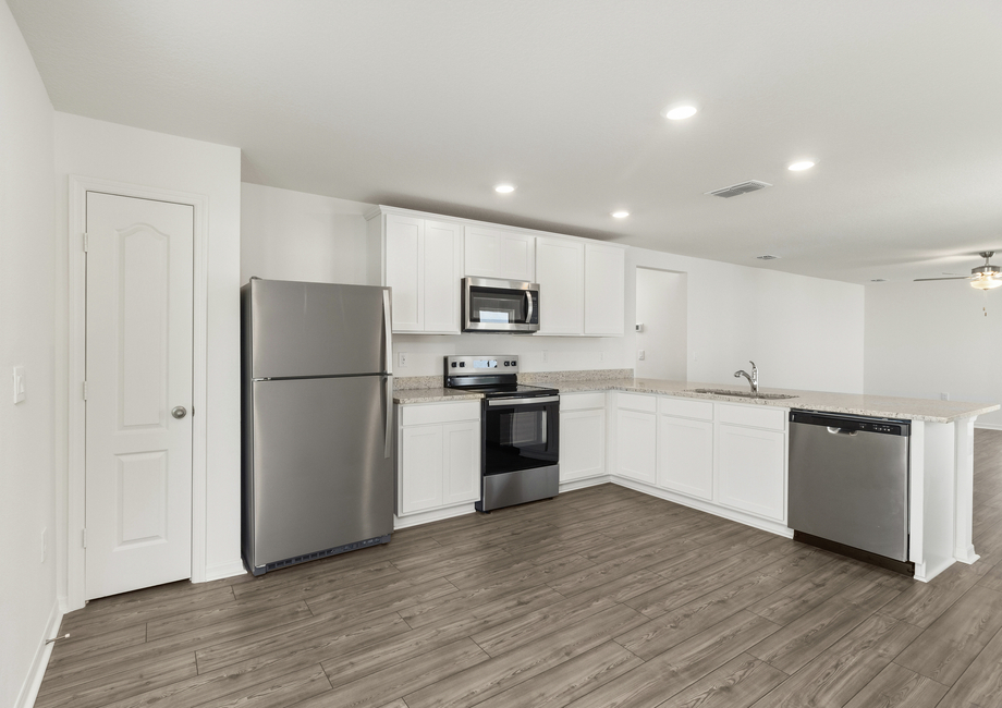 Stainless steel appliances in the kitchen
