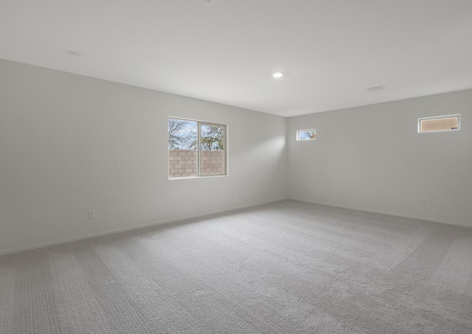 Spacious master bedroom with multiple windows that create a bright space.