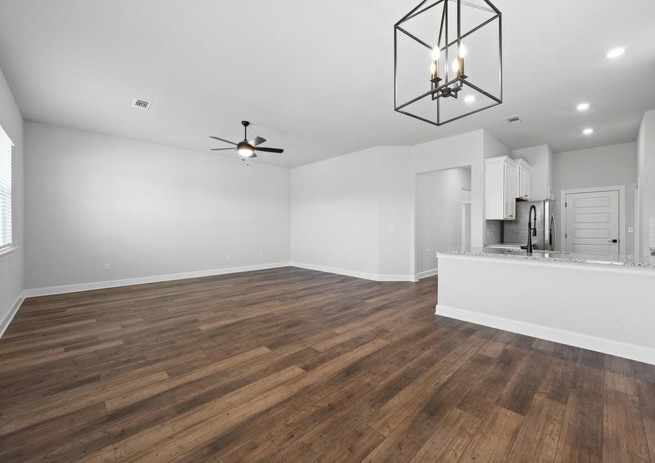 <p>Another viewpoint of the spacious kitchen, living and dining areas. </p>