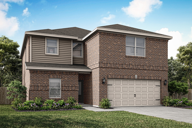 The Cottonwood is a beautiful two-story home with a brick exterior.