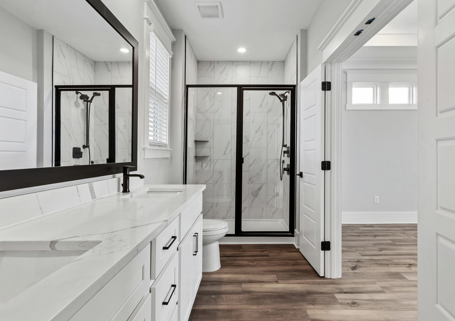 The master bath has a large walk-in shower.