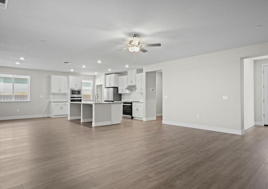 Living area with view of kitchen