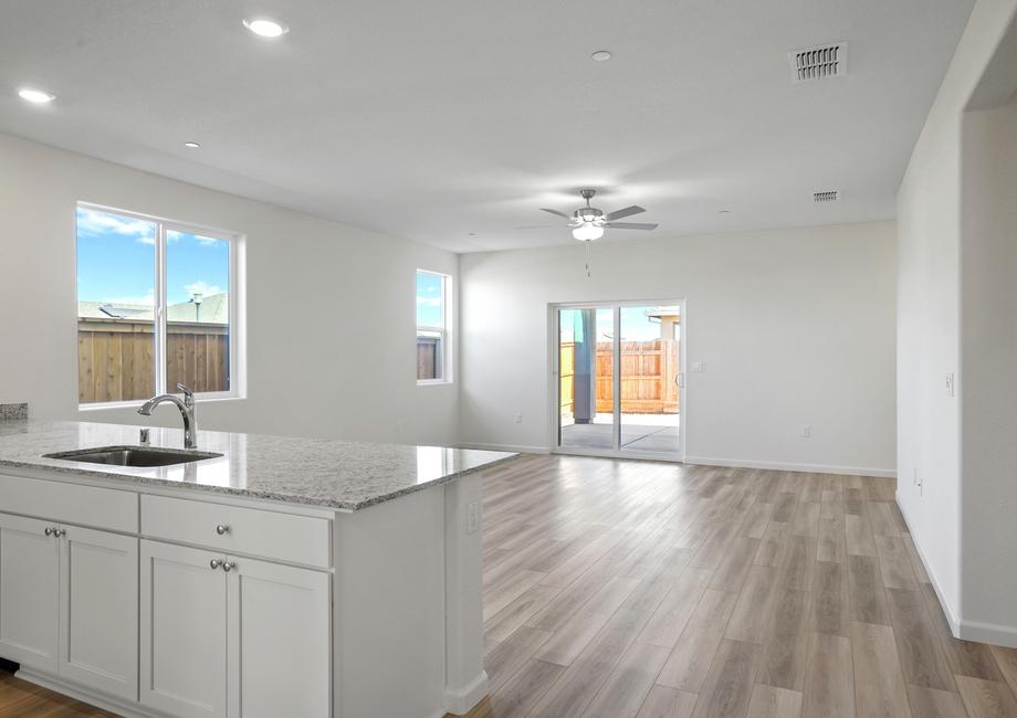 Kitchen island overlooking the large living area