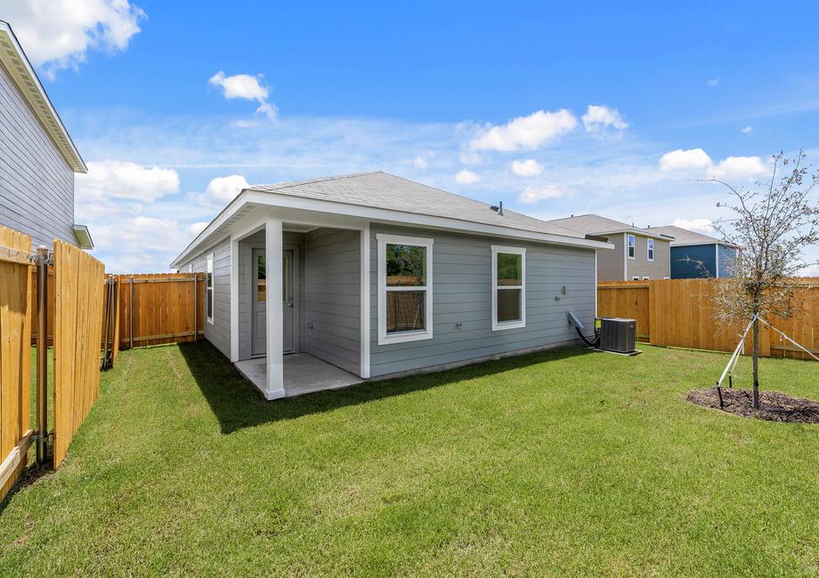 The back yard of the Cedar is fully fenced-in.