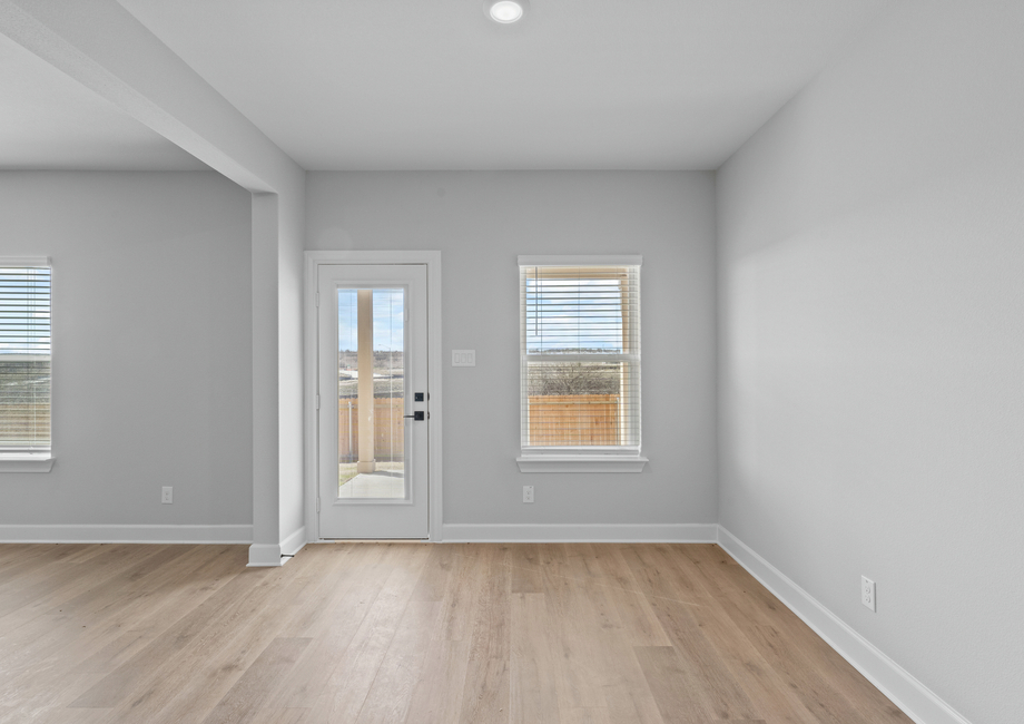 The dining room has wonderful windows that let in great, natural light. 