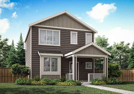 The Cayuse is a beautiful two story home with siding.