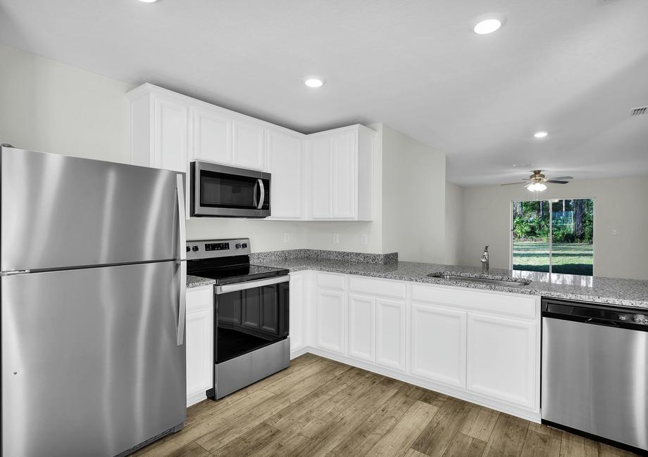 The kitchen of the Vero overlooks the family room