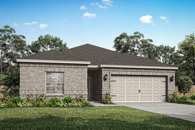 The Carter is a beautiful one-story home with a brick exterior.