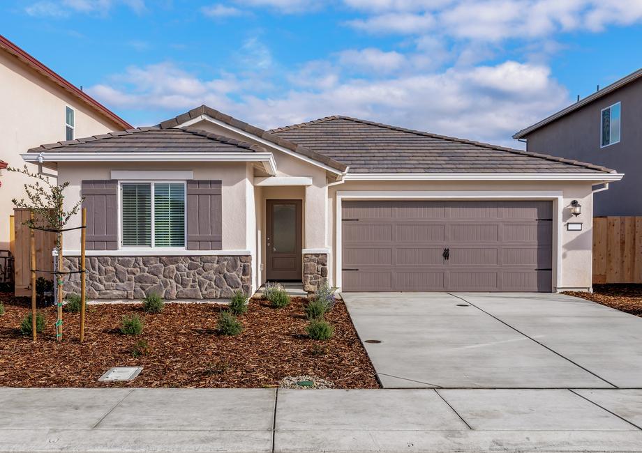 The Blazer is a beautiful home with stucco and stone.