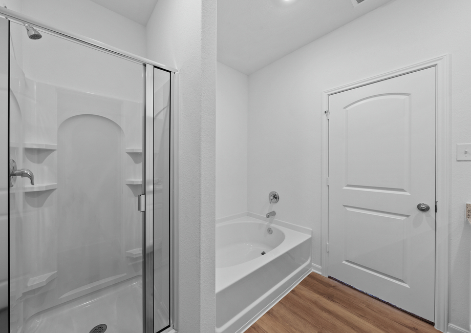 Step-in shower and soaking tub in the master bathroom