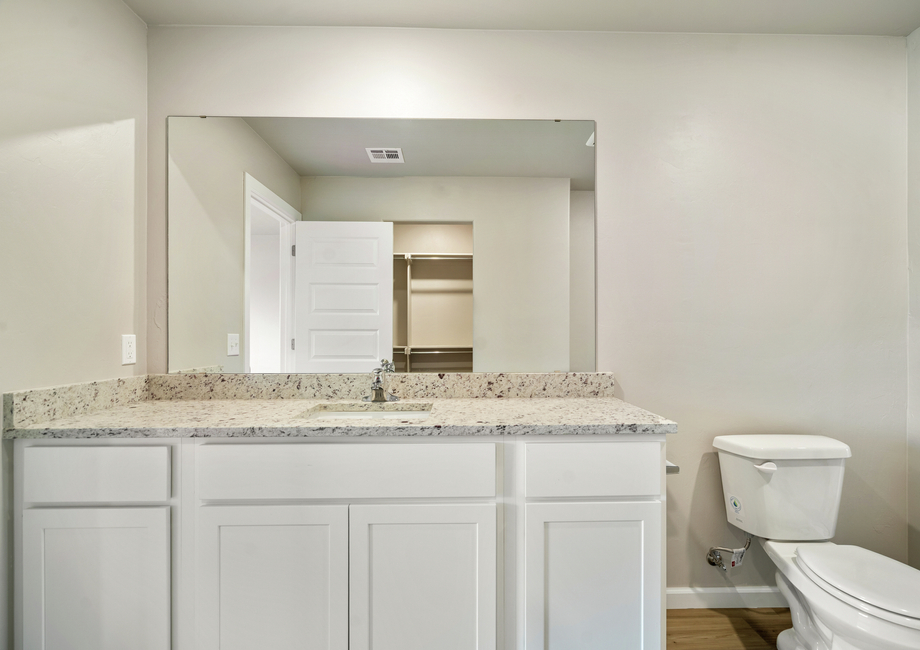 Secondary bathrooms are the perfect space for guests to get ready.