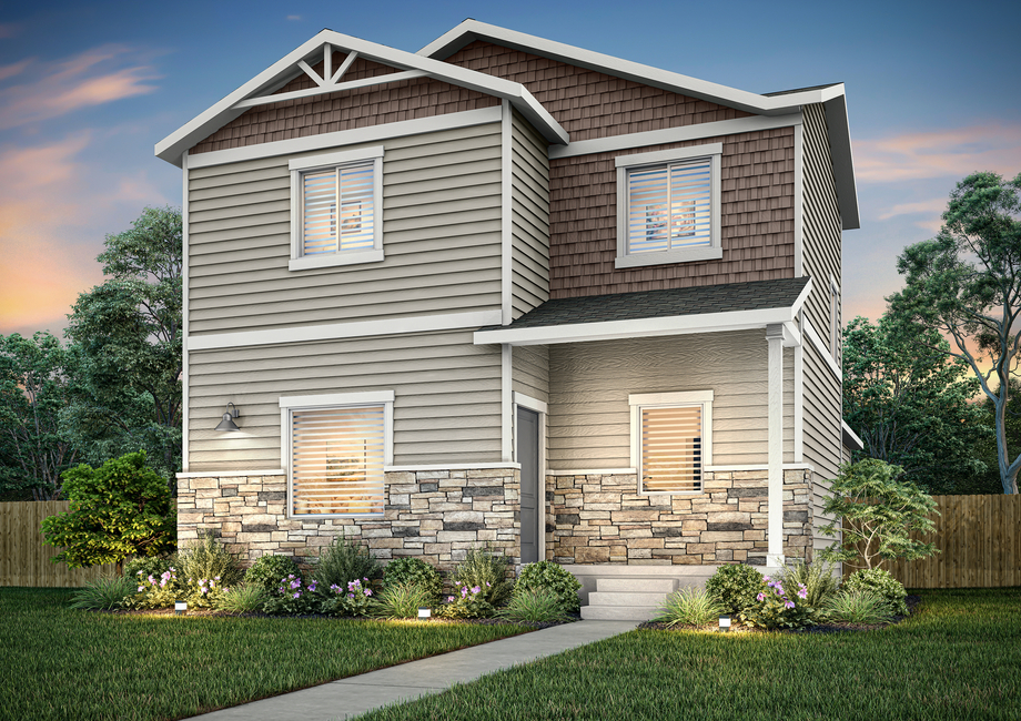The Carnation is a beautiful two story home with siding.