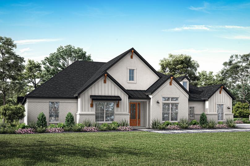 Exterior rendering of the Stratton farmhouse elevation.
