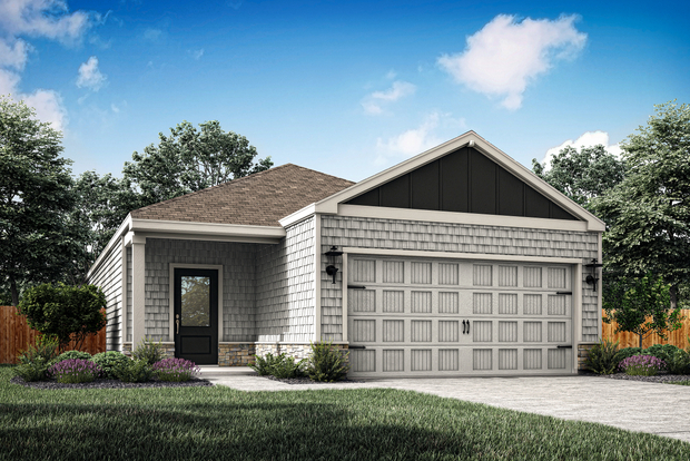 The Dogwood is a beautiful single story home with siding.