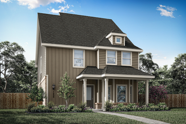 The Bluebonnet is a beautiful two-story home with a siding exterior.