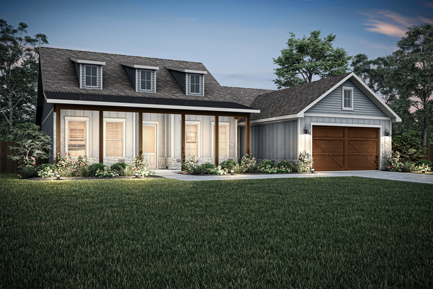 The Lyon dusk exterior elevation.