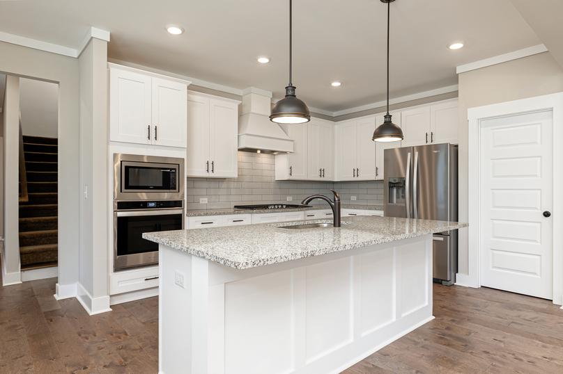 Kitchen with granite countertops.