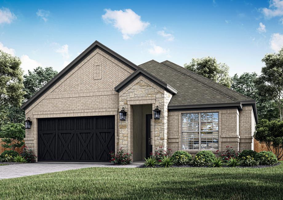 Rendering of the Kendall plan with a two-car garage that adds flair to the exterior appeal.