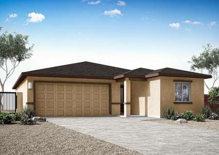 The Ash is a beautiful single story home with stucco