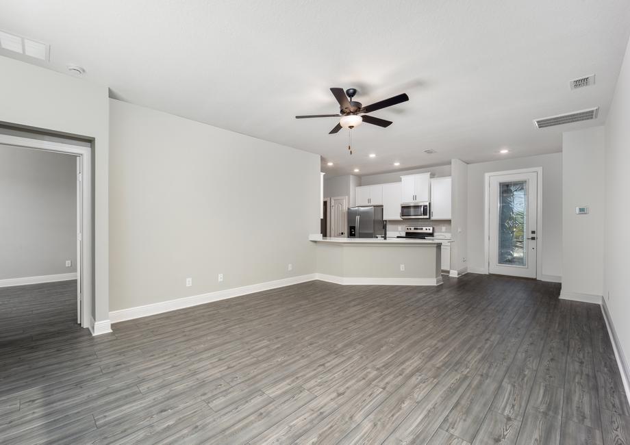 The foyer leads to the large family room