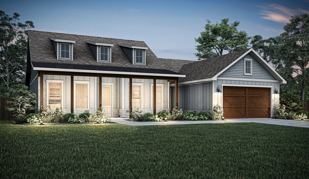 The Lyon dusk exterior elevation.