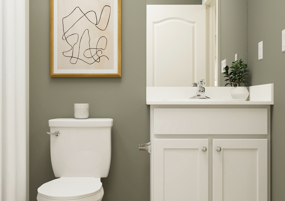 Rendering of the primary bath with a large vanity